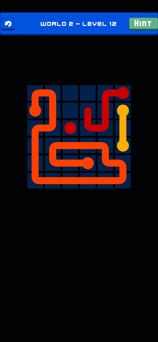 Solved puzzle with colourful paths connecting all dots and filling the board